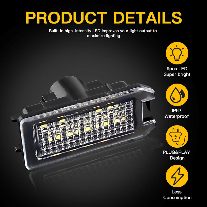 2pcs 68228931AA LED Number License Plate Light 12V For Jeep Grand Cherokee Compass Patriot Dodge Viper 14-17 Fiat500 Accessories