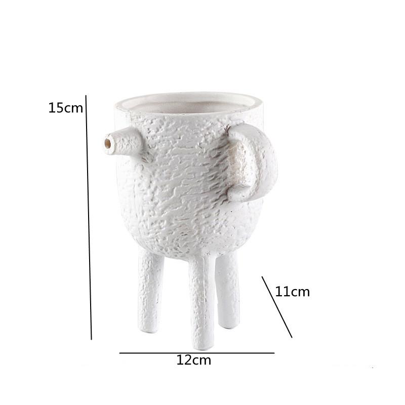 

Modern Art Handle Kettle Vase, White Resin Flower Arrangement, Dining Table, Dried Flowers, Home Decoration Ornaments