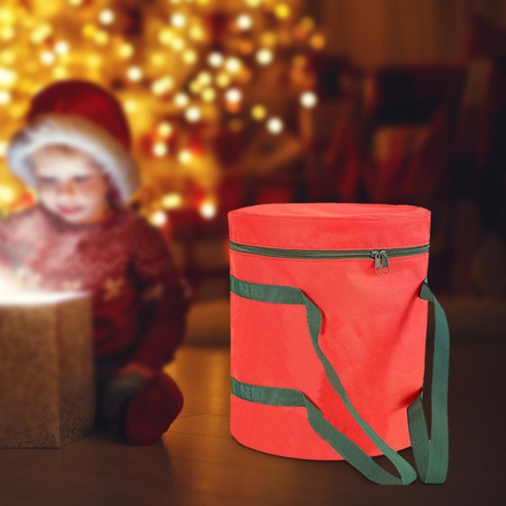 Xmas Light Storage Bag 30x35cm Oxford Cloth Holiday Lamp Storage Bag with Handle Red