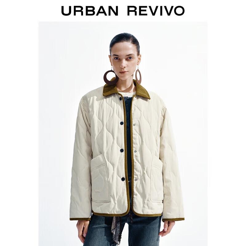 

Женская повседневная стеганая пуховая куртка с контрастным вельветовым воротником M