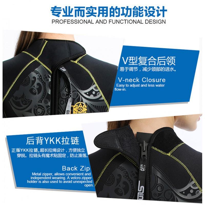 Womens 5mm Thickened Neoprene Wetsuit With Zipper Leg Cuffs Fleece Lining Scuba Diving Snorkeling Swimming