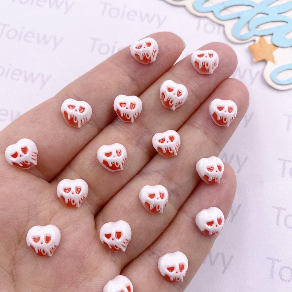 50pcs Resin Painted Halloween Decor Mini Colorful Skull Art Nail Flatback Rhinestone Applique DIY Wedding Scrapbook Decor Crafts