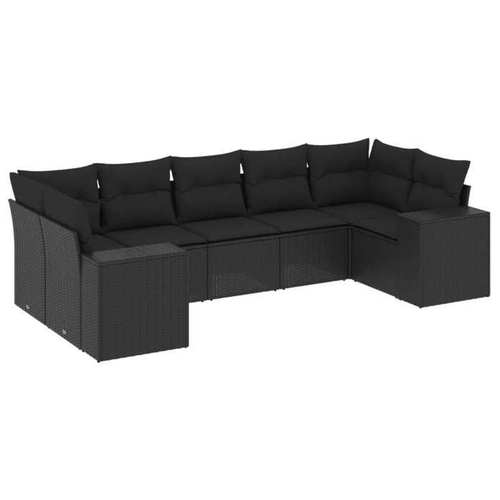 VidaXL Garden Lounge Set with Cushions 7 Pcs, Patio Sofas, Patio Furniture Set, Outdoor Furniture, Black 3222984