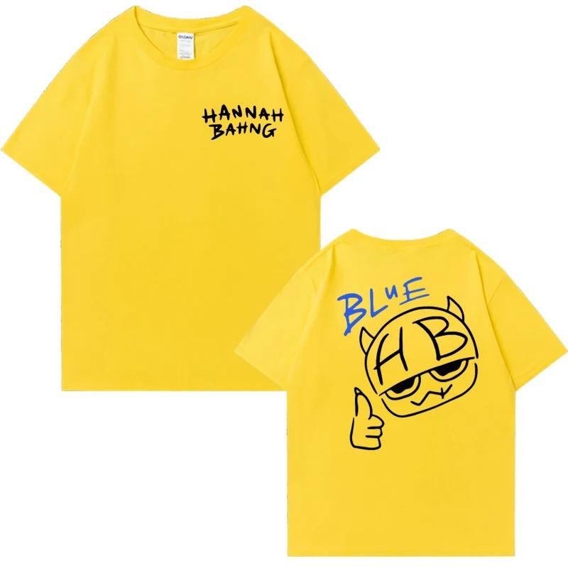 2026 New In Hannah Bahng Blue Double Sided Graphics T Shirt Men Women Harajuku Vintage Tops Unisex Cotton Short Sleeve T-shirts