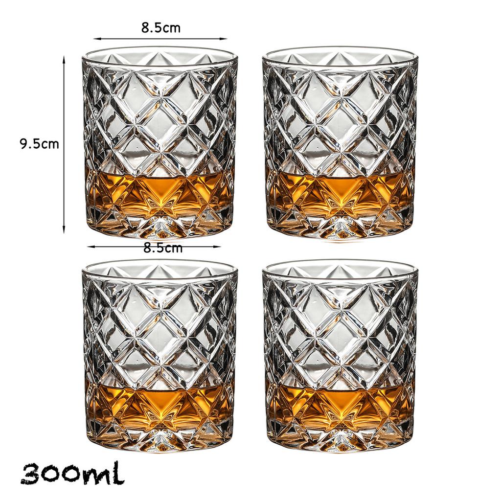 4PCS Fashion Whiskey Glasses, Scotch Whisky, Bourbon, Cocktails, RUM, Durable Whiskey Glasses