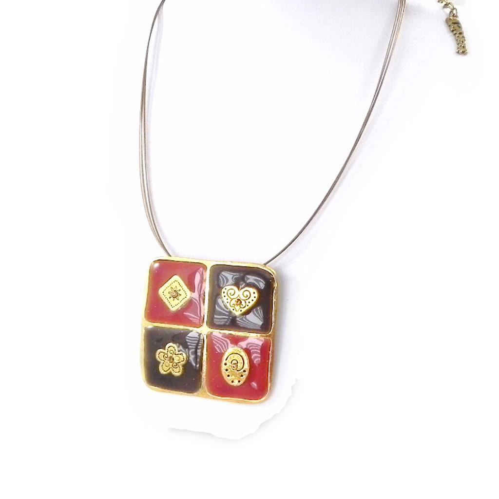 Les Trésors De Lily [C5469] - Designer-Halskette 'Salomé' Orange Braun