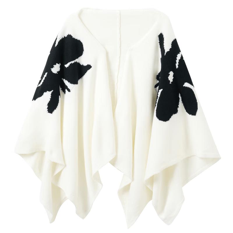 Sancai French Style Jacquard Knit Shawl Cardigan One Size