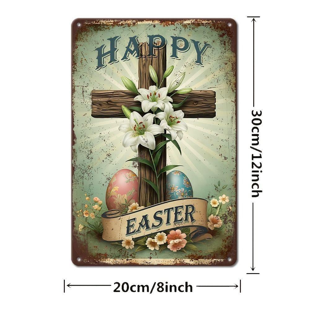 Easter Rabbit Metal Tin Sign Wall Art Decor 20x30cm