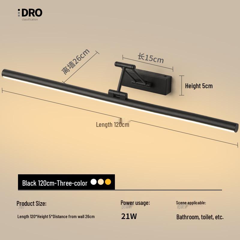 Nordic Minimalist LED Vanity Light: Punch-Free Bathroom Mirror Cabinet with Tricolor Makeup Lighting.