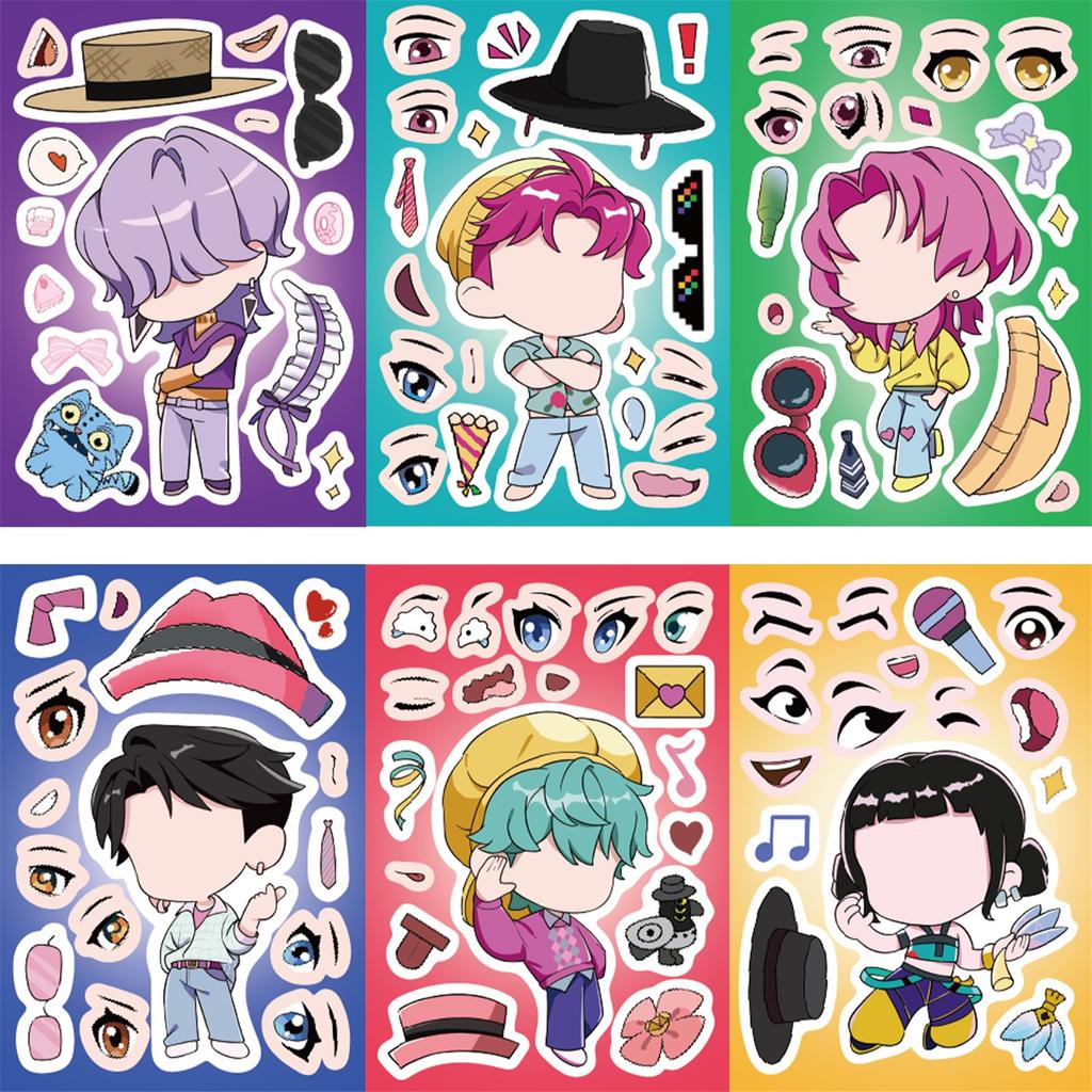 8 Pcs Toy Puzzle Stickers, DIY Dress-up Face-changing Stickers Handicrafts Waterproof And Reusable Stickers