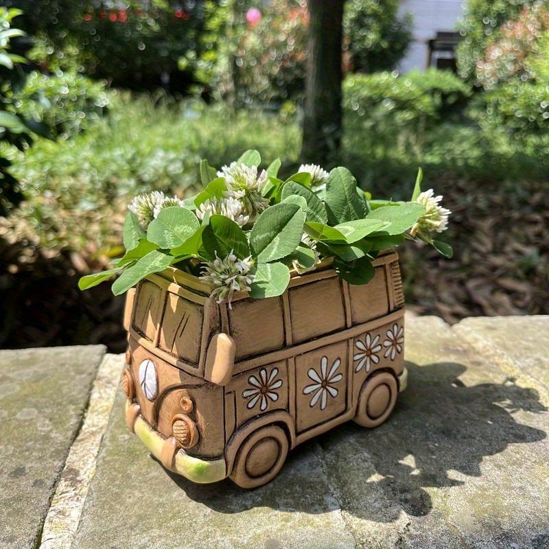1PC retro hippie carriage resin flower pot, creative indoor and outdoor decoration flower pot, multi-functional room decoration