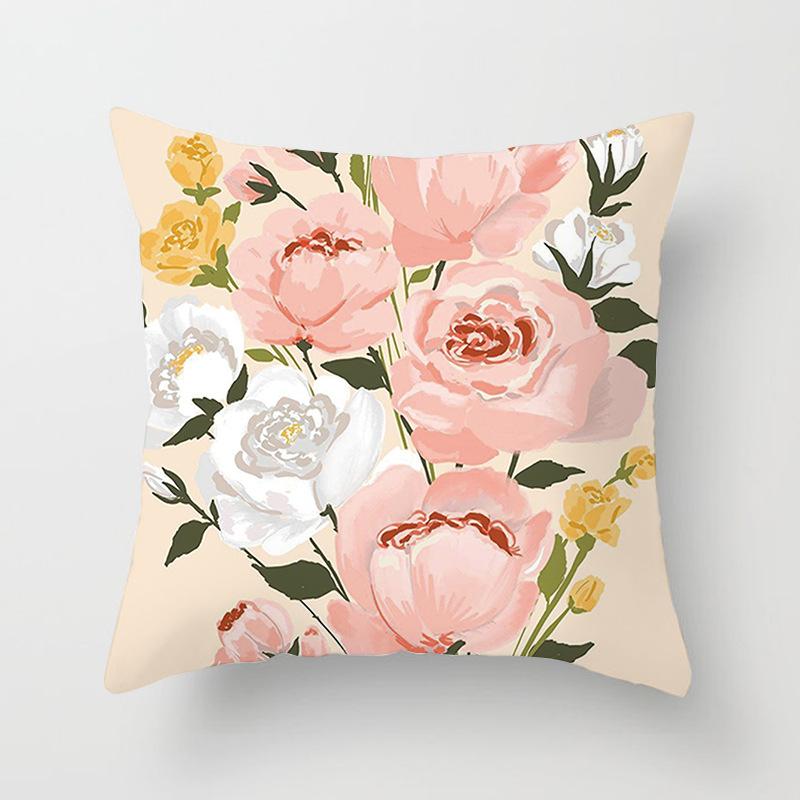 Blumenmuster Pfirsichhaut Kissenbezug Haushaltswaren Umarmungs Hülle Hülle Hogar Kissen Füllung Kissen 45x45