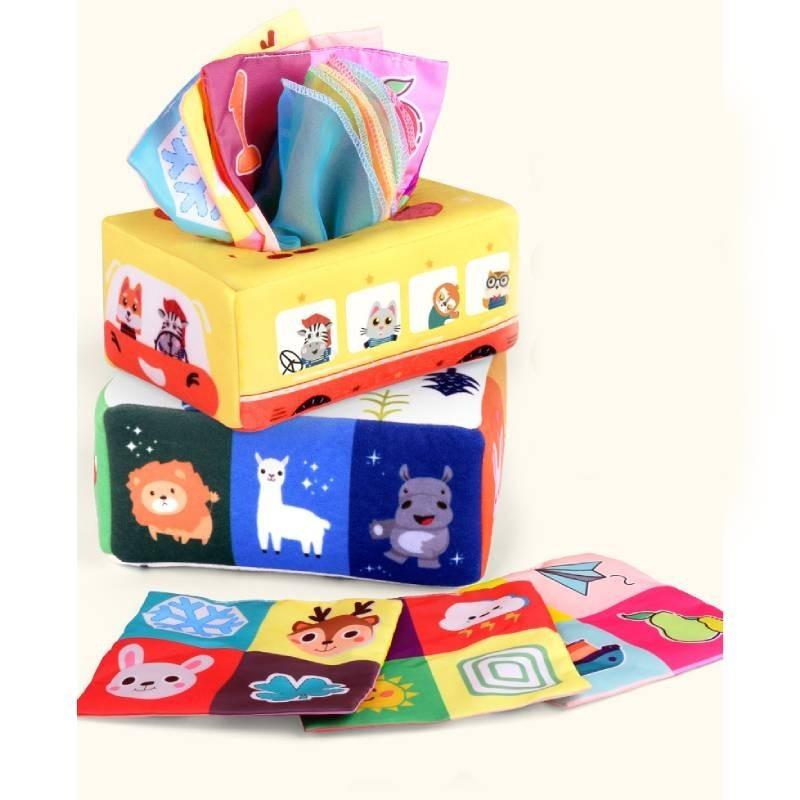 Strapazierfähiges Baby-Taschentuchbox-Spielzeug Für die Früherziehung Weicher Stoff Reißfest Für 0-1-Jährige