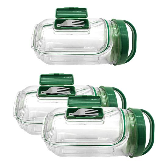 Bocal à Salade à Ouverture Latérale Contenant à Salade en Plastique Anti-Fuite avec Fourchette Boîte de Rangement Alimentaire Portable pour Préparation de Repas Voyage Pique-Nique en Plein Air