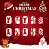 Christmas Short Square False Acrylic Nails with Elk Snowflake Designs and Winter Artificial Nail Art for Women and Girls