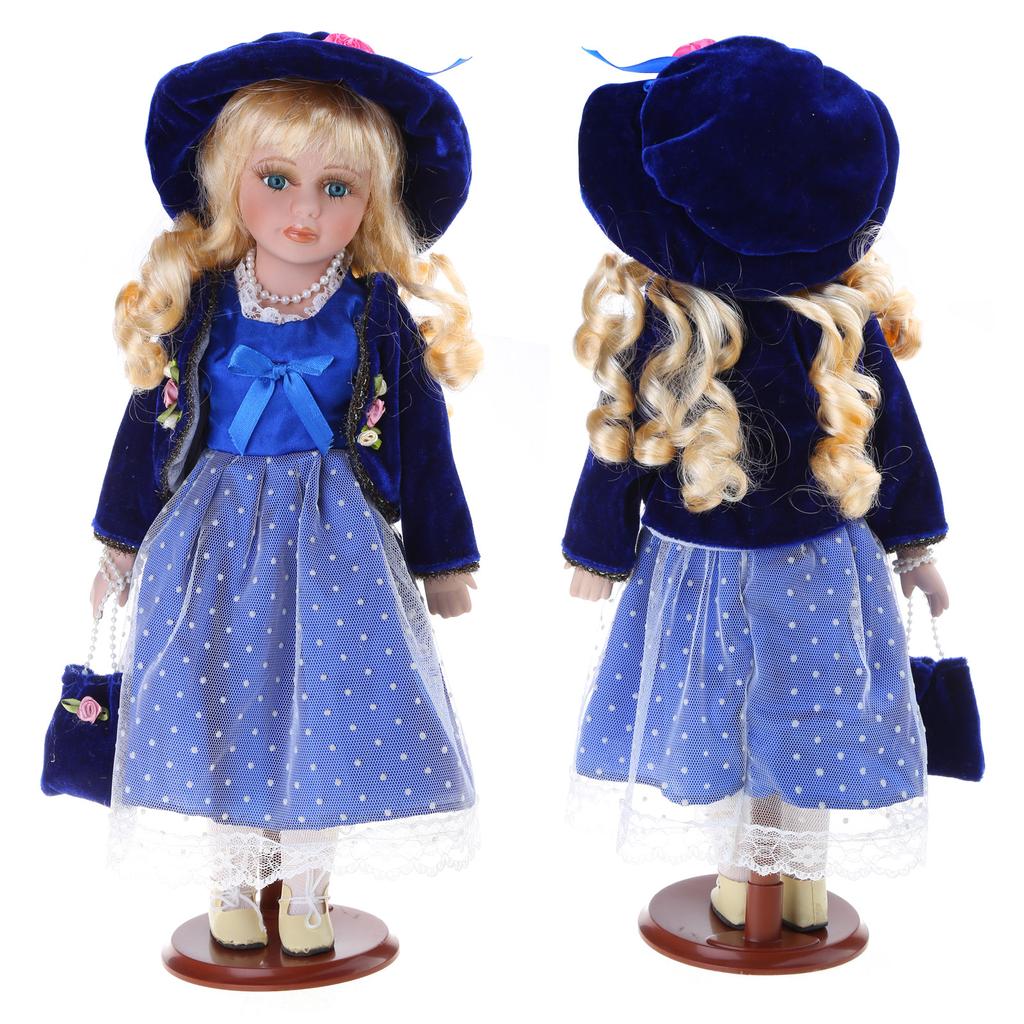 Elegant Victorian Porcelain Doll with American Rural Dress Home Display Doll Centerpiece Decoration 40cm Reborns Doll