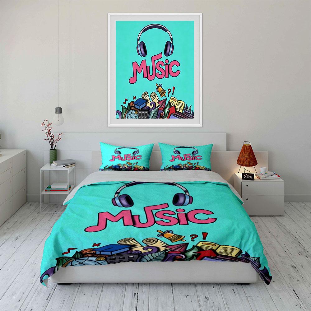Music-Themed Educational Decor Set Soft Comfortable Duvet Cover Bedding Set Included 1*Duvet Cover & 2*Pillowcases, Gift