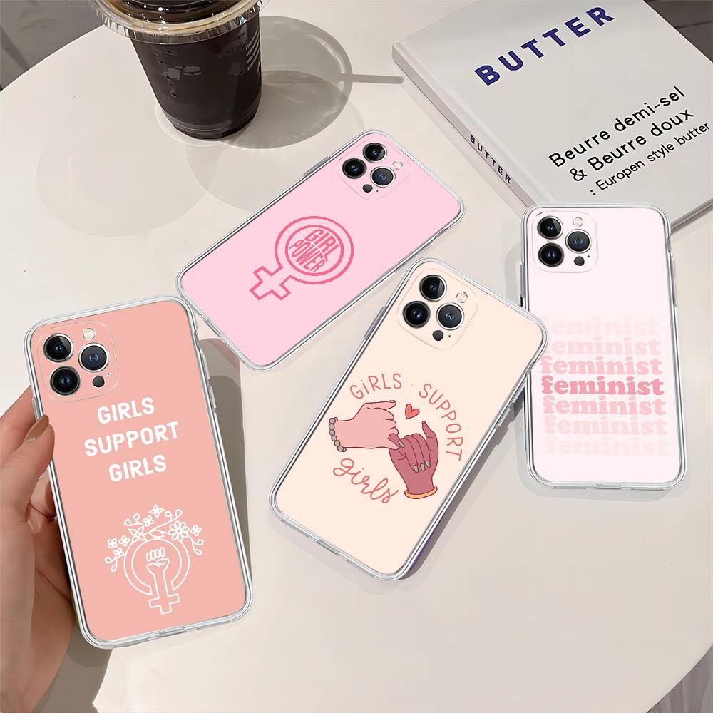Feminist Feminism Aesthetics Girl For iPhone 17 16 15 14 13 12 Mini 11 Pro Max Transparent Case