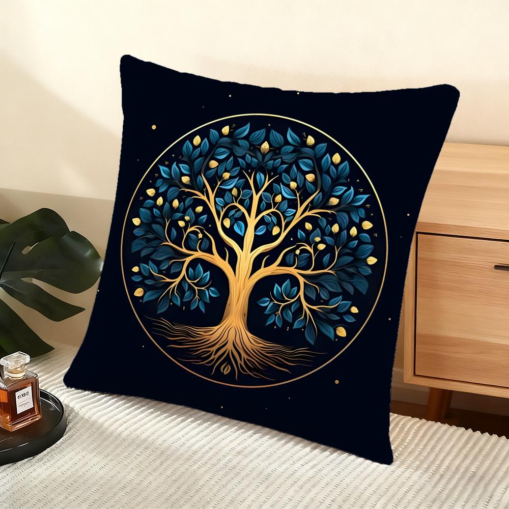 Tree of Life Plant Floral Cushion Cover Soft Short Plush Pillow Cover Smooth Cozy Texture Aesthetic Cushion Case Home Decor