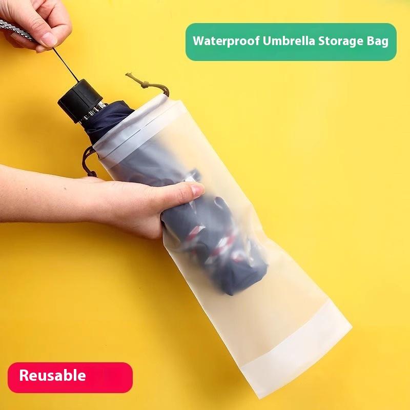 Úložná taška na deštník Průsvitný plast Vodotěsný Ochrana proti nečistotám Obal na deštník Opakovaně použitelné Přenosné Stahovací sáčky Domácí skladování