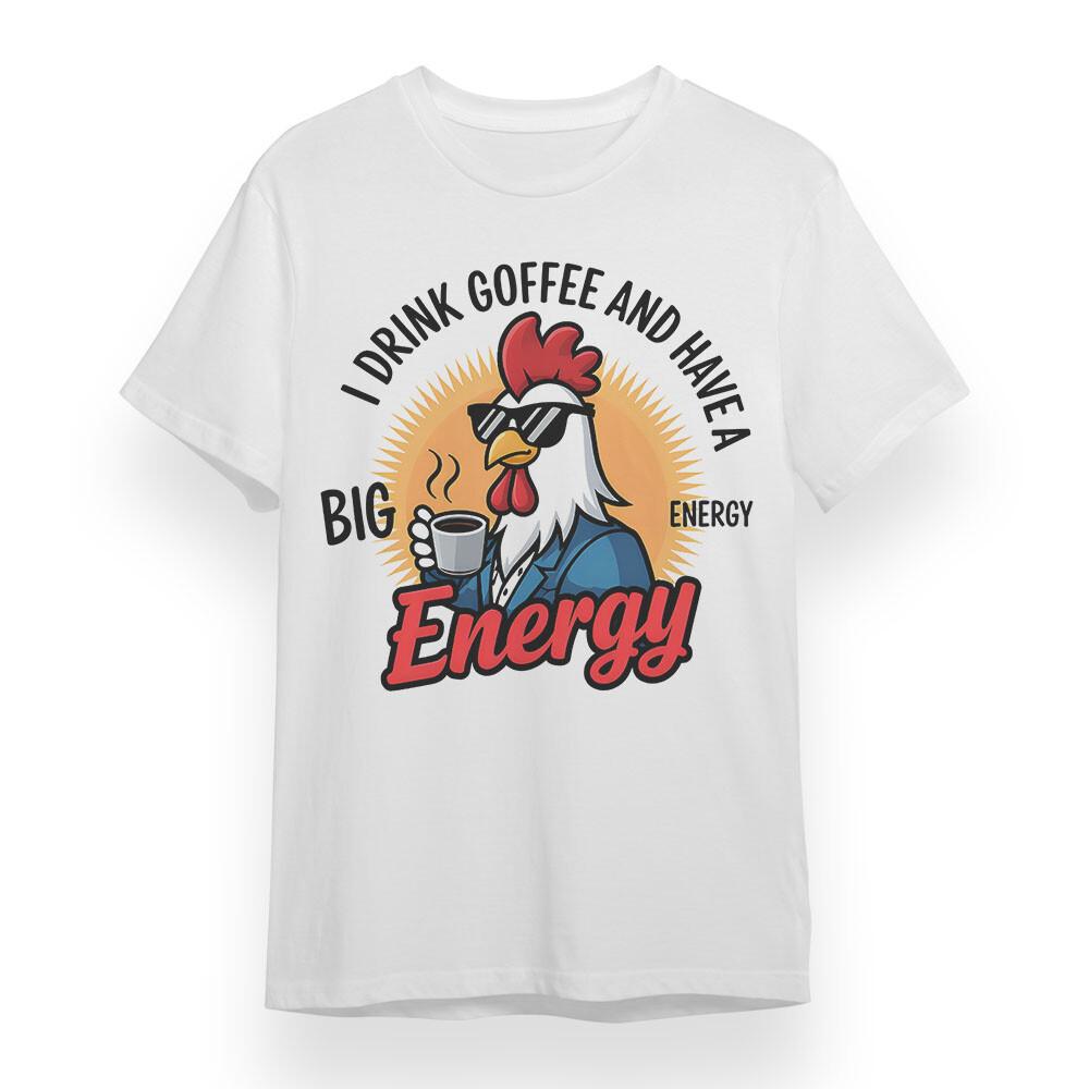 

Men s Plus Size T-shirt With Funny Coffee Chicken Print Unisex White Cotton Tee M