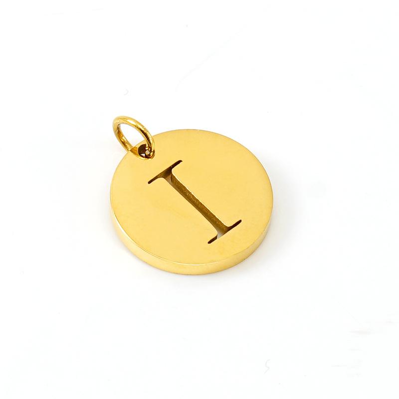 New titanium steel English letter DIY pendant fashionable stainless steel round hollow letter pendant