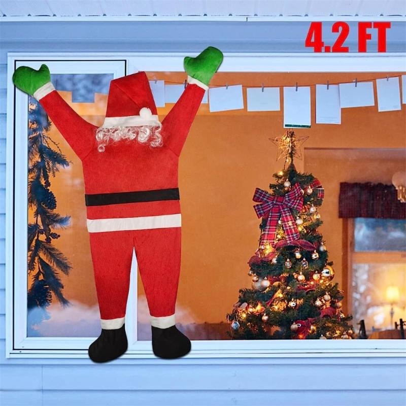Santa Climbing Ladder Roof Clothes Ornament Suitable for Christmas Outdoor Decor