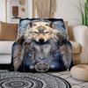 "White Wolf Spirit Dreamcatcher Wall Art Print"Blanket Flannel Throw Blanket for Sofa, Bed, Travel, Camping, Office, Couch, Chair, And Bed G