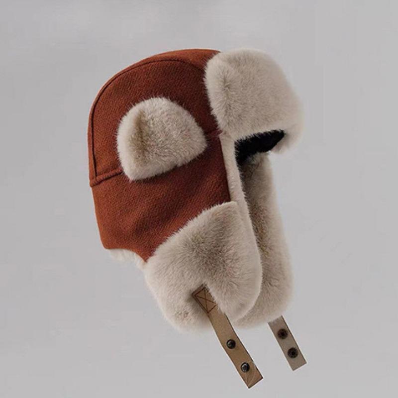 Big ear splicing winter cold-proof outdoor warm hat men's and women's fleece thickened ear protector