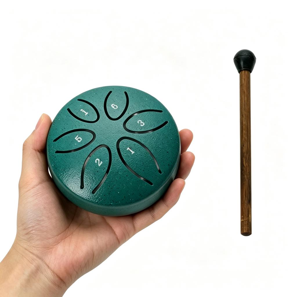 Mini Steel Tongue Drum for Kids 3 Inch 6 Notes Percussion Instrument Handpan Drum C Key Panda Drum with Mallets