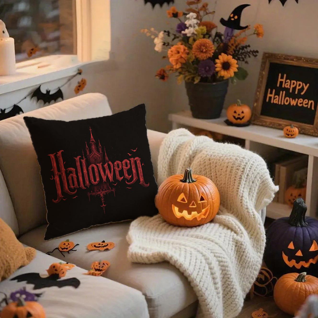 

Halloween Pumpkins & Witch PillowcaseSuitable for sofa car bedroom decorative cushion cover pillow cover 16x16Inch