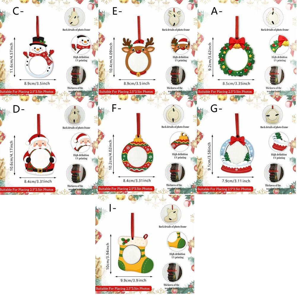 DIY Craft Pendant Hanging Picture Frame Ornaments Wooden Xmas Tree Hanging Decor  New Year