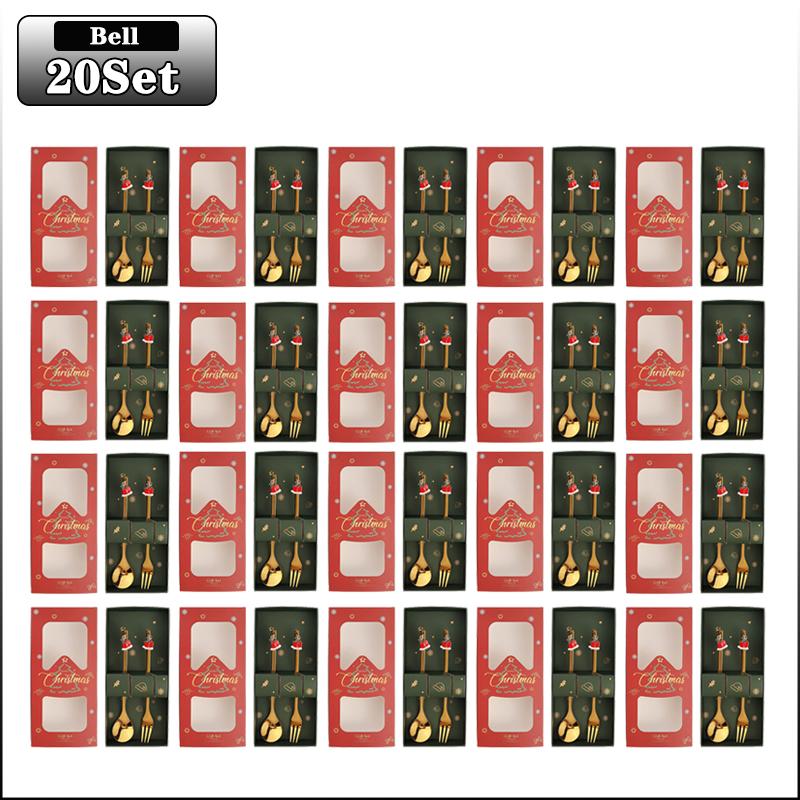 20Sets Christmas Spoon Set Cute Christmas Gift Cutlery Two Sets Father Christmas Doll Dessert Spoon Cutlery Set Christmas