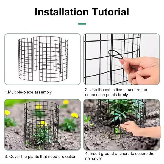Wire Plant Protector from Animals Plant Protection Cage Set Tree Trunk Protector with Ground Stakes Ties for Garden Protection Keep Rabbit Fox Out