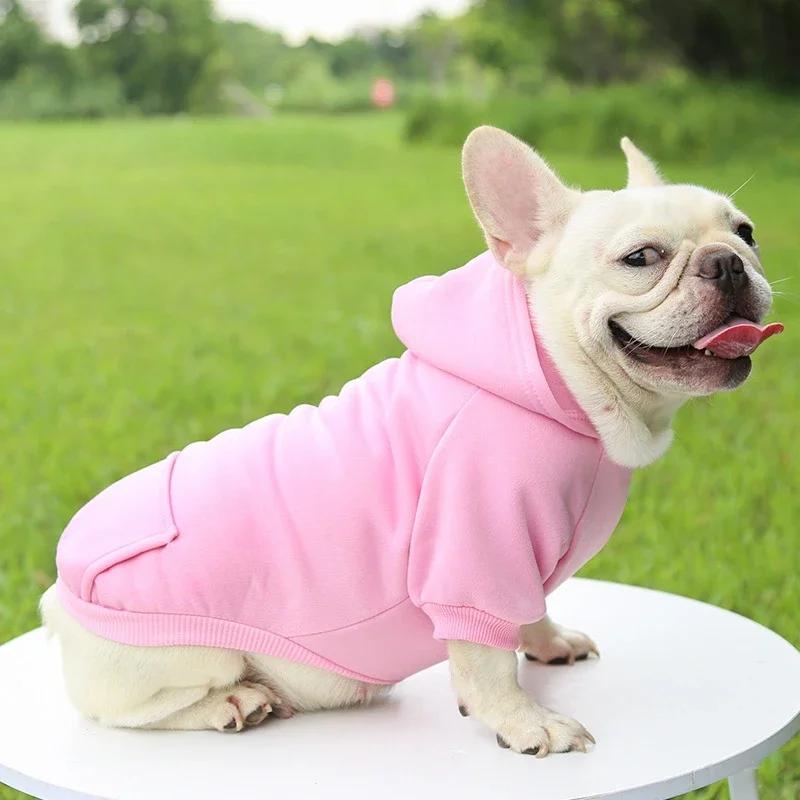 Soft Dog Winter Hooded Sweatshirt Pet Coat Puppy Jacket for Small Medium Dogs French Bulldog Coat Chihuahua Yorkie Pet Costume