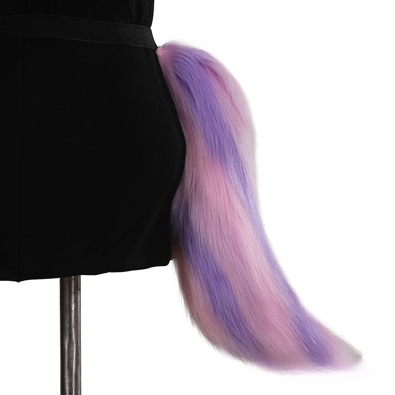 Sztuczne Futerka Ogon Zwierzęcy Lisy Koty Pies Ogon Wilka Halloween Kostium Cosplay Akcesoria Imprezowe Regulowany Futrzany Ogon Kota Lisa