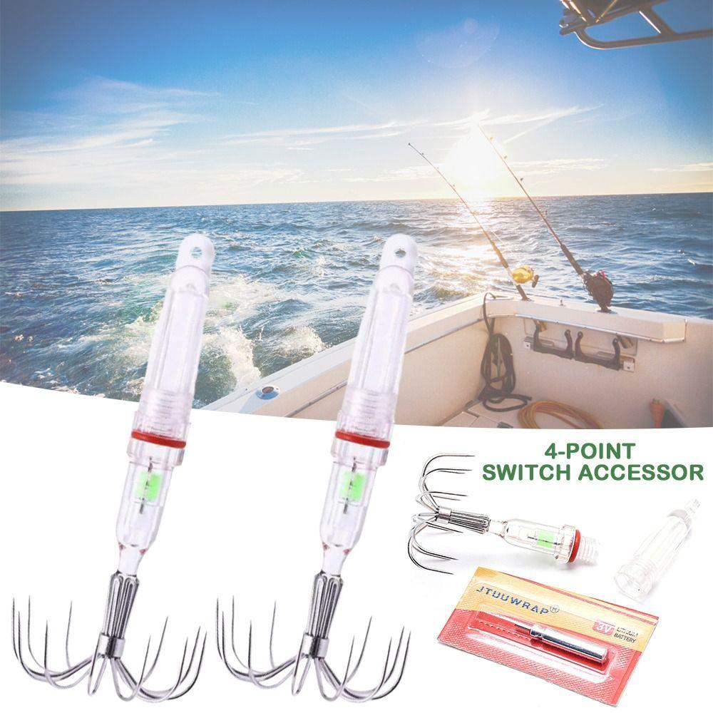 Diamond Shape Fishing Flash Lamp Bass Spoon Fishing Squid Hook Hot LED Lure Light with Hook