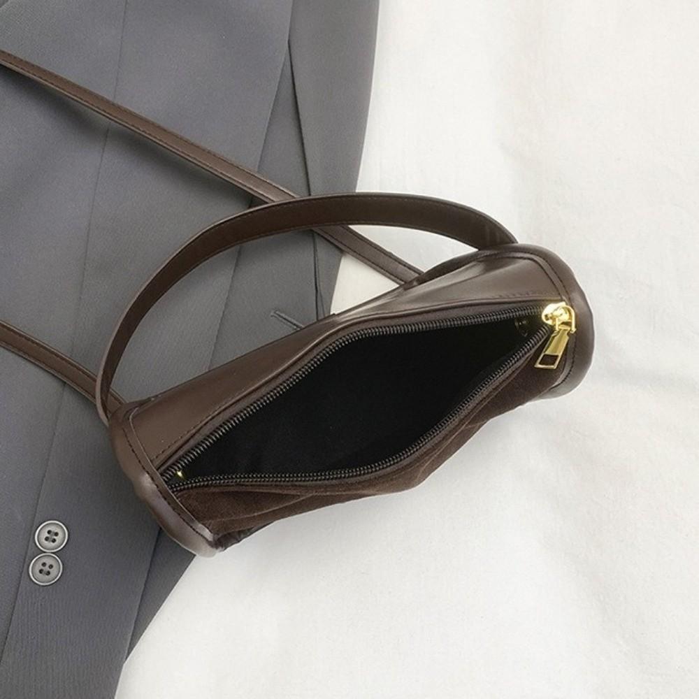Elegant Faux Suede Leather Shoulder Bag Solid Color Lightweight Pillow Bag Adjustable Strap Women's Handbag Casual Use