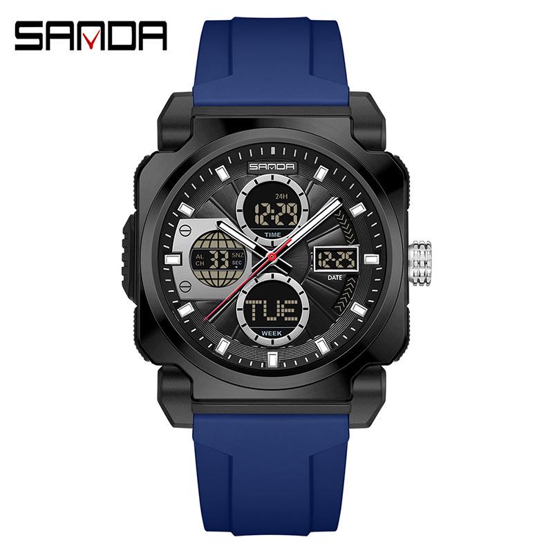SANDA Men s Youth Fashion Waterproof Square Sports Watch