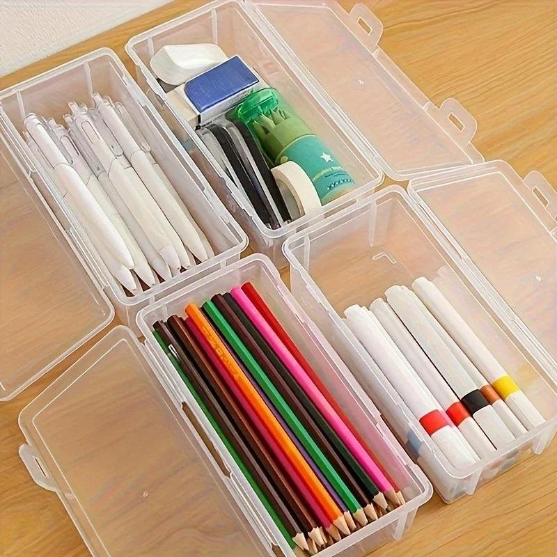 1/2/3 Pcs All-Clear Desktop Storage Box - Organizer for Pencils, Markers, Keys & Office Desk Clutter