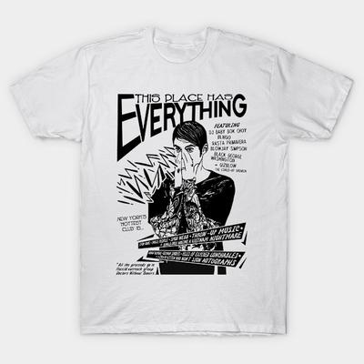 Asian Size Men Black Print T-shirt This Place Has Everything...Stefon Meyers No-Cut Heat Transfer Print Cotton Tshirt