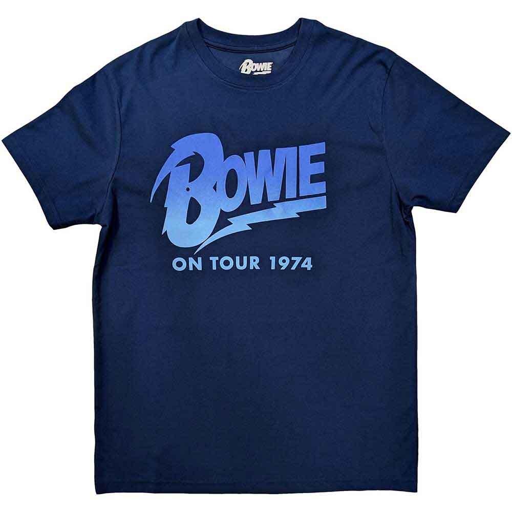 David Bowie On Tour 1974 T-Shirt Blue New M