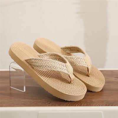 New Imitation Straw Woven Travel Hemp Bottom Women's Sandals Korean Tide Wearing Flip-flops Fashion Beach Pinch Foot Women's Slippers