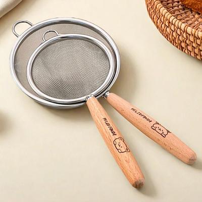 Fine Mesh Strainer With 304 Stainless Steel Flour Sieve Colander Oil Skimmer Spoon Residue Filter Kitchen Gadget
