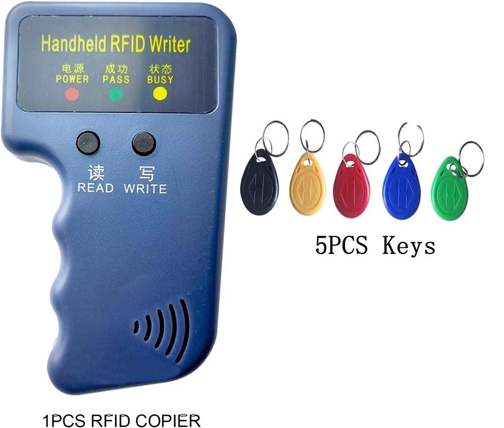 Handheld 125KHz RFID Duplicator Copier  ID Writer Programmer Reader + Keys+ Keychain Access Control Card Reader