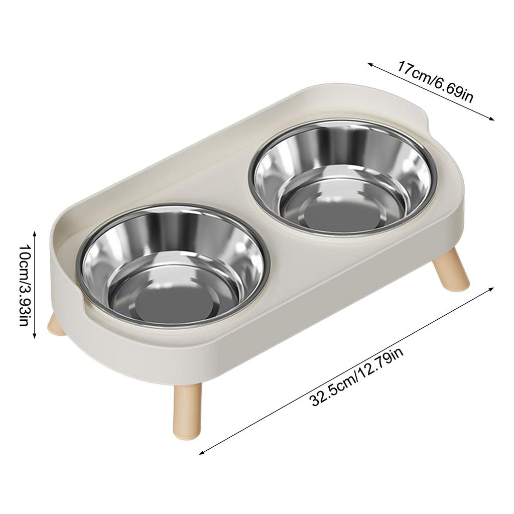 Stainless Steel Anti-Slip Cervical Protect Dual Bowl Pet Food Feeder for Cats and Dogs with Elevated Design