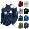 Men's Rugby Print Knit Crewneck Top, Casual Pullover Shirt for Everyday Wear