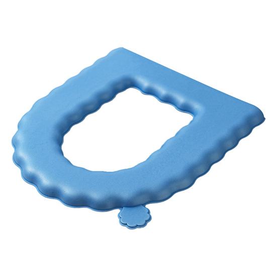 

Toilet Seat Soft Wavy Lace Design with Cloud Handle Waterproof EVA Foam Cushioning Comfortable Fit Toilet Seat Mat синий