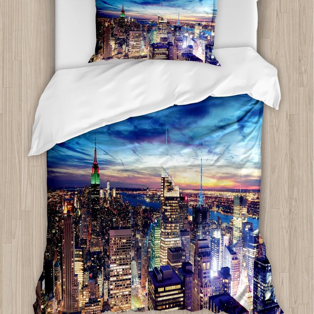 New York City Theme Duvet Cover Three-Piece Dormitory Bed Quilt Cover Set Quilt Cover