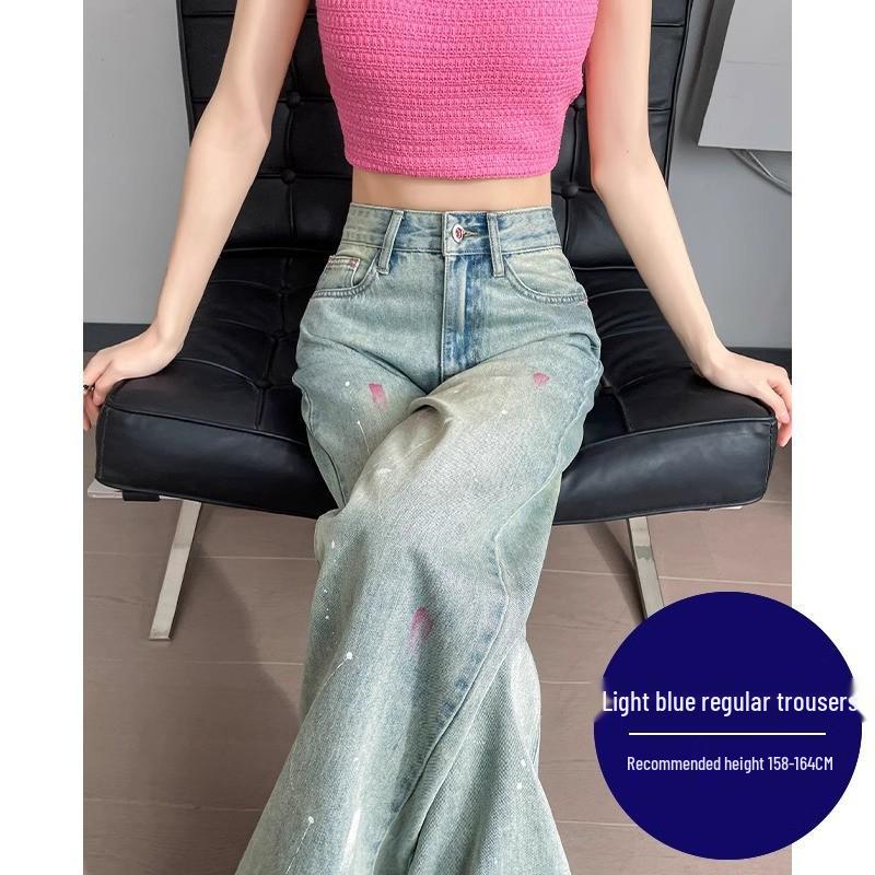 

Женские ретро джинсы с высокой талией, свободные, прямого кроя S 41-47kg